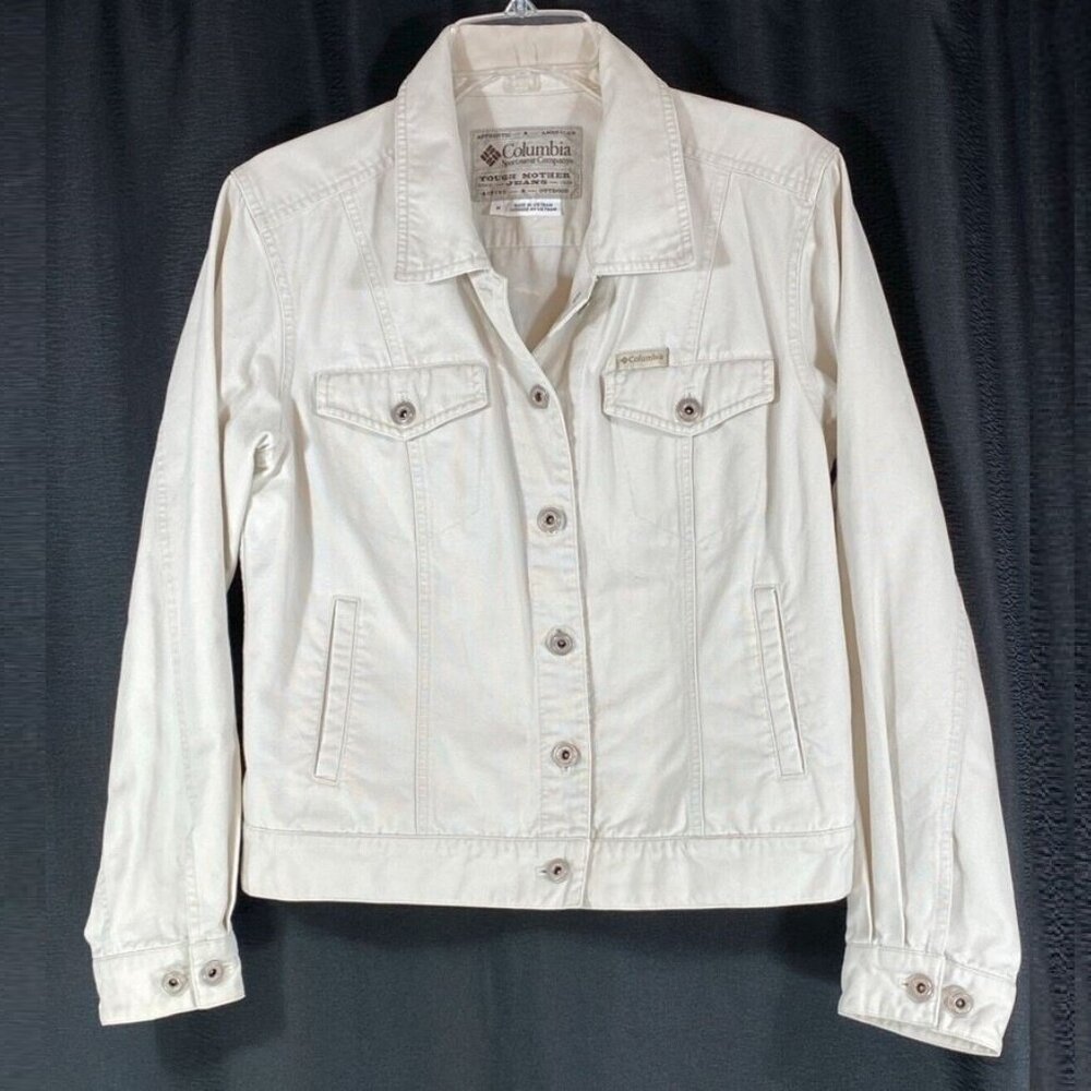 COLUMBIA Sportswear Co. Tough Mother Jeans Denim Jacket, Off-White, Sz XS